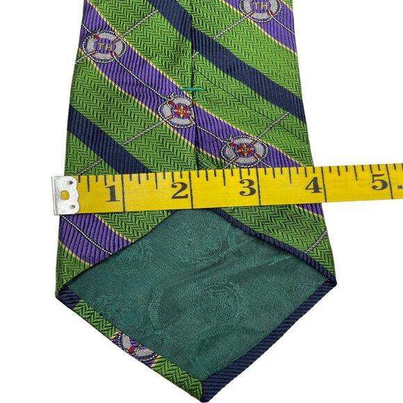 Tommy Hilfiger Silk Tie Striped Green Purple Vintage 90's - Picture 5 of 6
